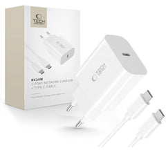 TECH-PROTECT NC20W CARICATORE DI RETE 1-PORTA PD20W + CAVO TYPE-C BIANCO