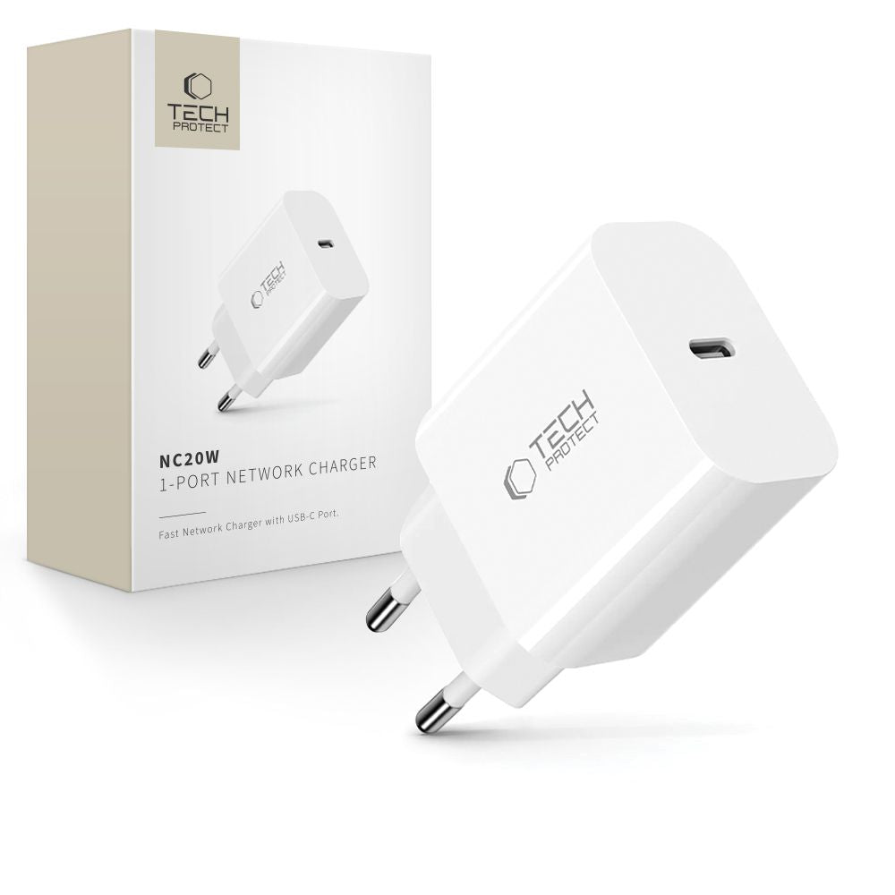 TECH-PROTECT NC20W CARICATORE DI RETE 1-PORTA PD20W BIANCO