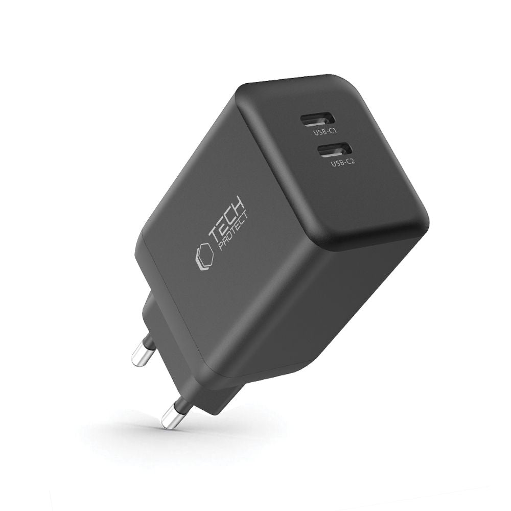 TECH-PROTECT NC45W-GAN CARICATORE DI RETE A 2 PORTE PD45W NERO