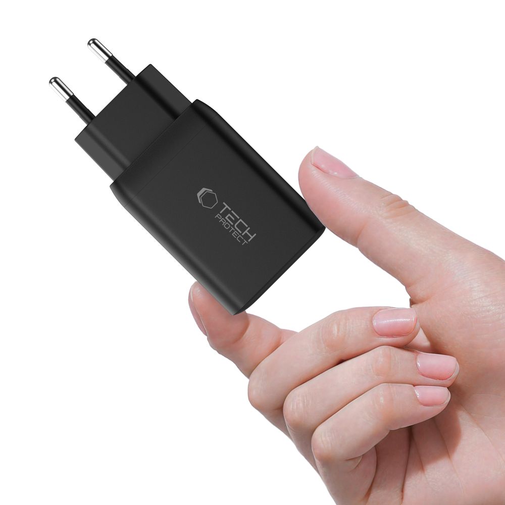 TECH-PROTECT NC45W-GAN CARICATORE DI RETE A 2 PORTE PD45W NERO