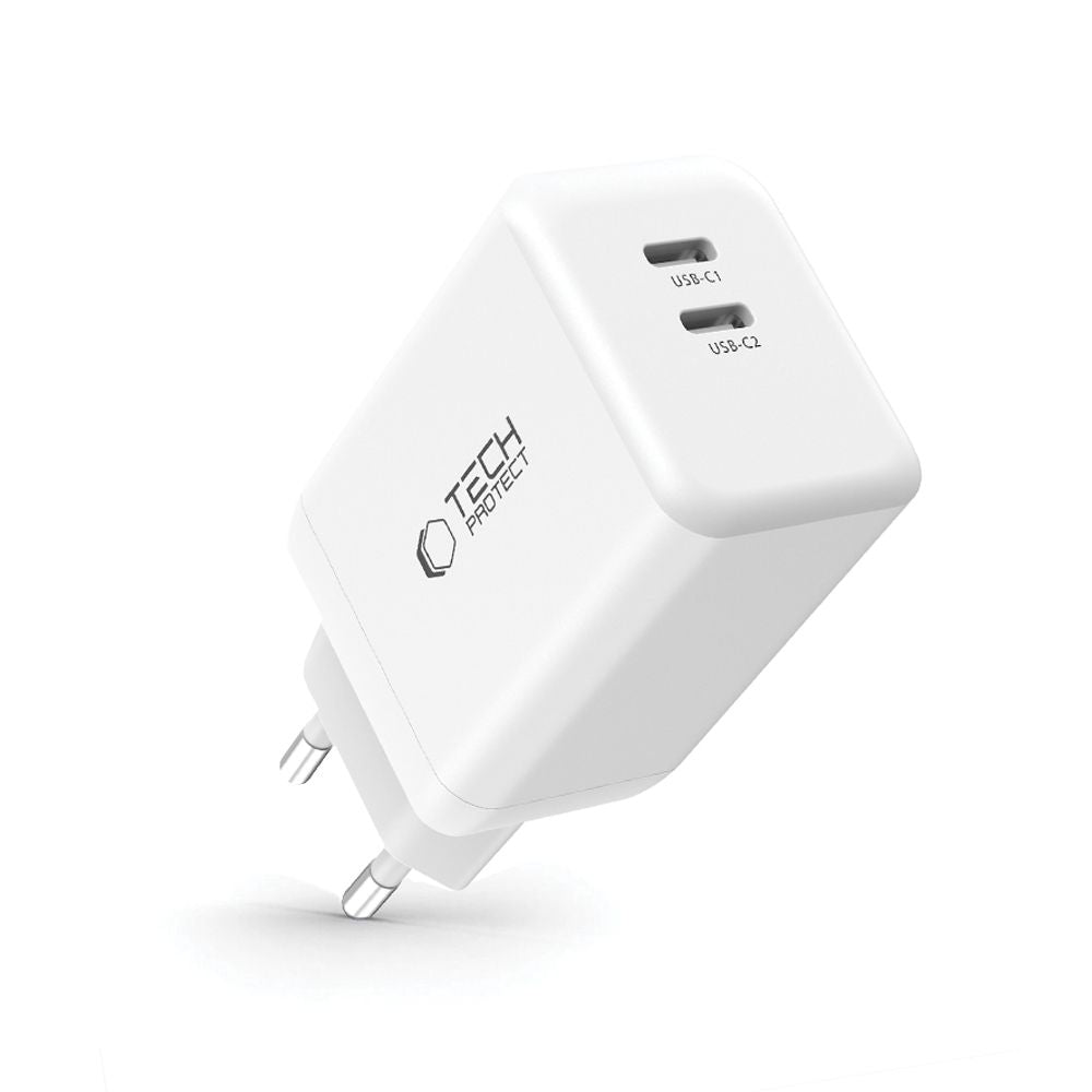 TECH-PROTECT NC45W-GAN CARICATORE DI RETE A 2 PORTE PD45W BIANCO