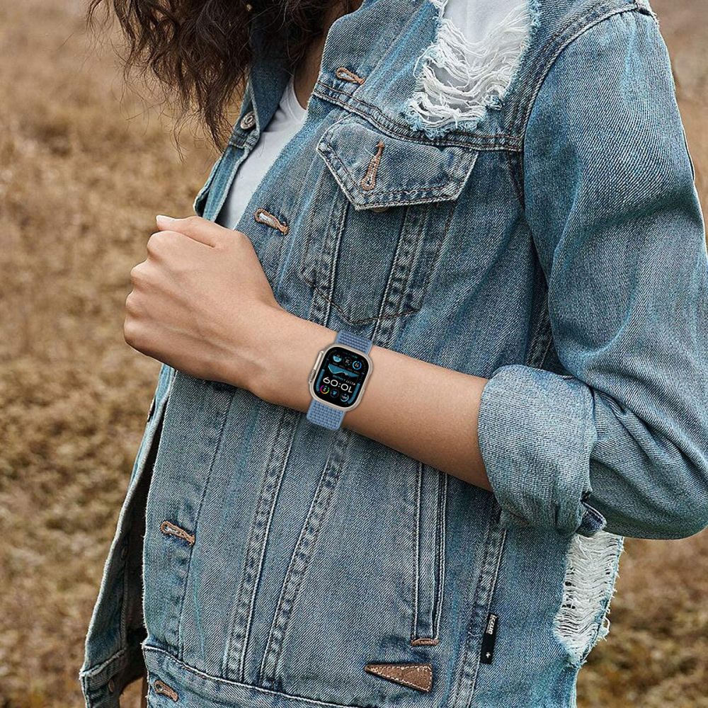 CINTURINO TECH-PROTECT NYLON APPLE WATCH 6 / 7 / 8 / 9 / 10 / SE / ULTRA 1 / 2 (44 / 45 / 46 / 49 MM) BLU BABY
