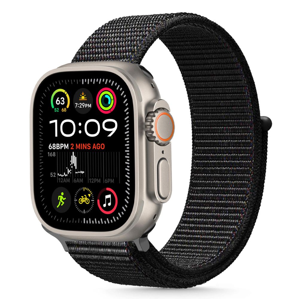 CINTURINO TECH-PROTECT NYLON PER APPLE WATCH 6 / 7 / 8 / 9 / 10 / SE / ULTRA 1 / 2 (44 / 45 / 46 / 49 MM) NERO