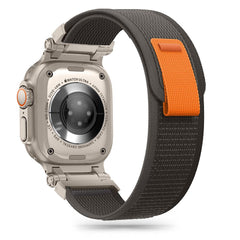 CINTURINO TECH-PROTECT NYLON DELTA PER APPLE WATCH 4 / 5 / 6 / 7 / 8 / 9 / SE / ULTRA 1 / 2 (42 / 44 / 45 / 49 MM) NERO/ARANCIONE