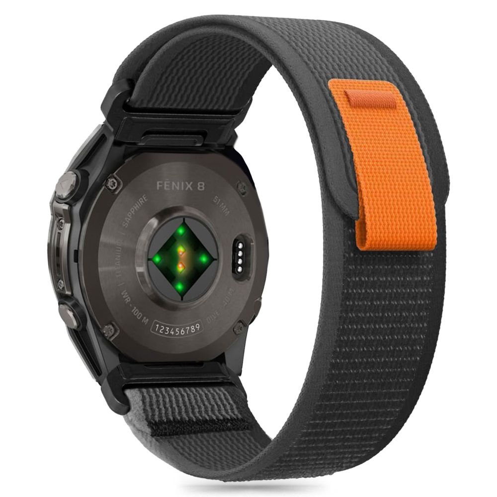 CINTURINO TECH-PROTECT NYLON GARMIN FENIX 5 / 6 / 6 PRO / 7 / 8 (47 MM) / NERO/ARANCIONE