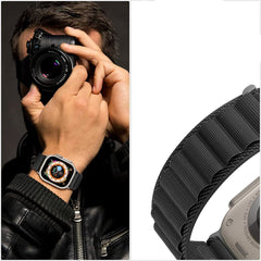 BRACCIALE DOOP ALPINE EVEREST APPLE WATCH 6 / 7 / 8 / 9 / 10 / SE / ULTRA 1 / 2 (44 / 45 / 46 / 49 MM) TITANIO/OLIVA