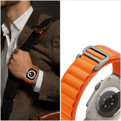 CINTURINO IN NYLON PER APPLE WATCH 4 / 5 / 6 / 7 / 8 / 9 / SE (38 / 40 / 41 MM) ARANCIONE