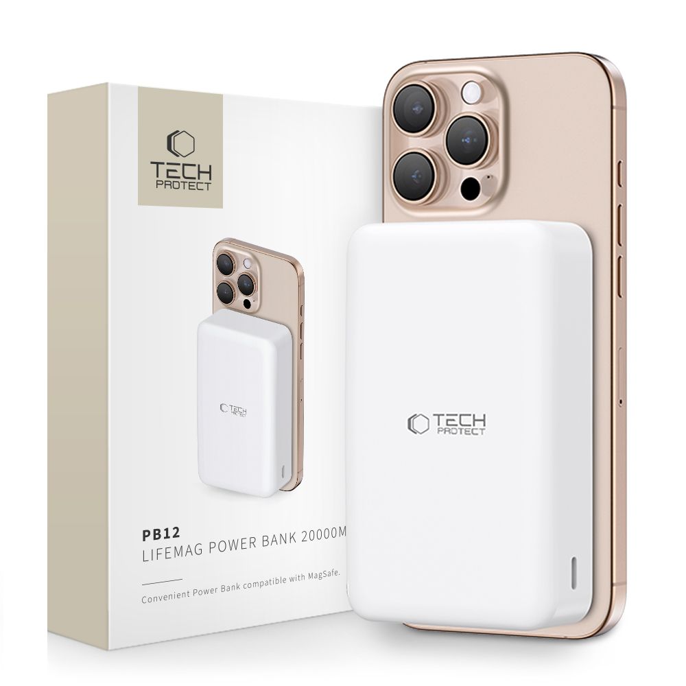 TECH-PROTECT PB12 LIFEMAG MAGSAFE POWER BANK 20000MAH BIANCO