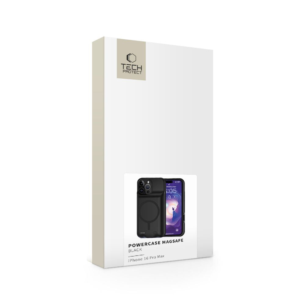 COPERTURA PER IPHONE 16 PRO MAX TECH-PROTECT POWERCASE MAGSAFE 8500MAH NERA