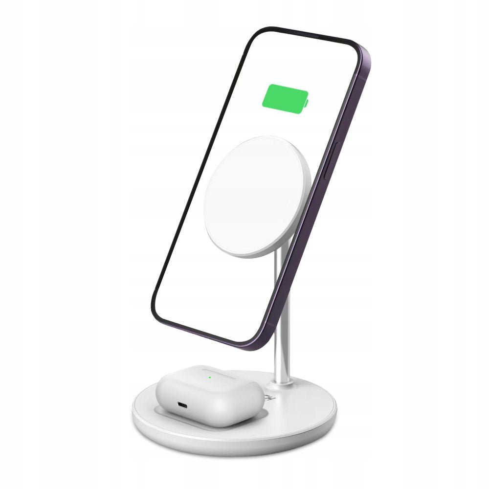 CARICATORE WIRELESS 2IN1 TECH-PROTECT QI15W-A21 MAGNETICO MAGSAFE BIANCO