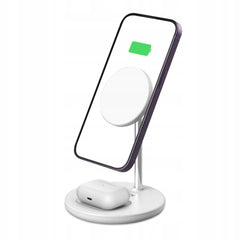 CARICATORE WIRELESS 2IN1 TECH-PROTECT QI15W-A21 MAGNETICO MAGSAFE BIANCO