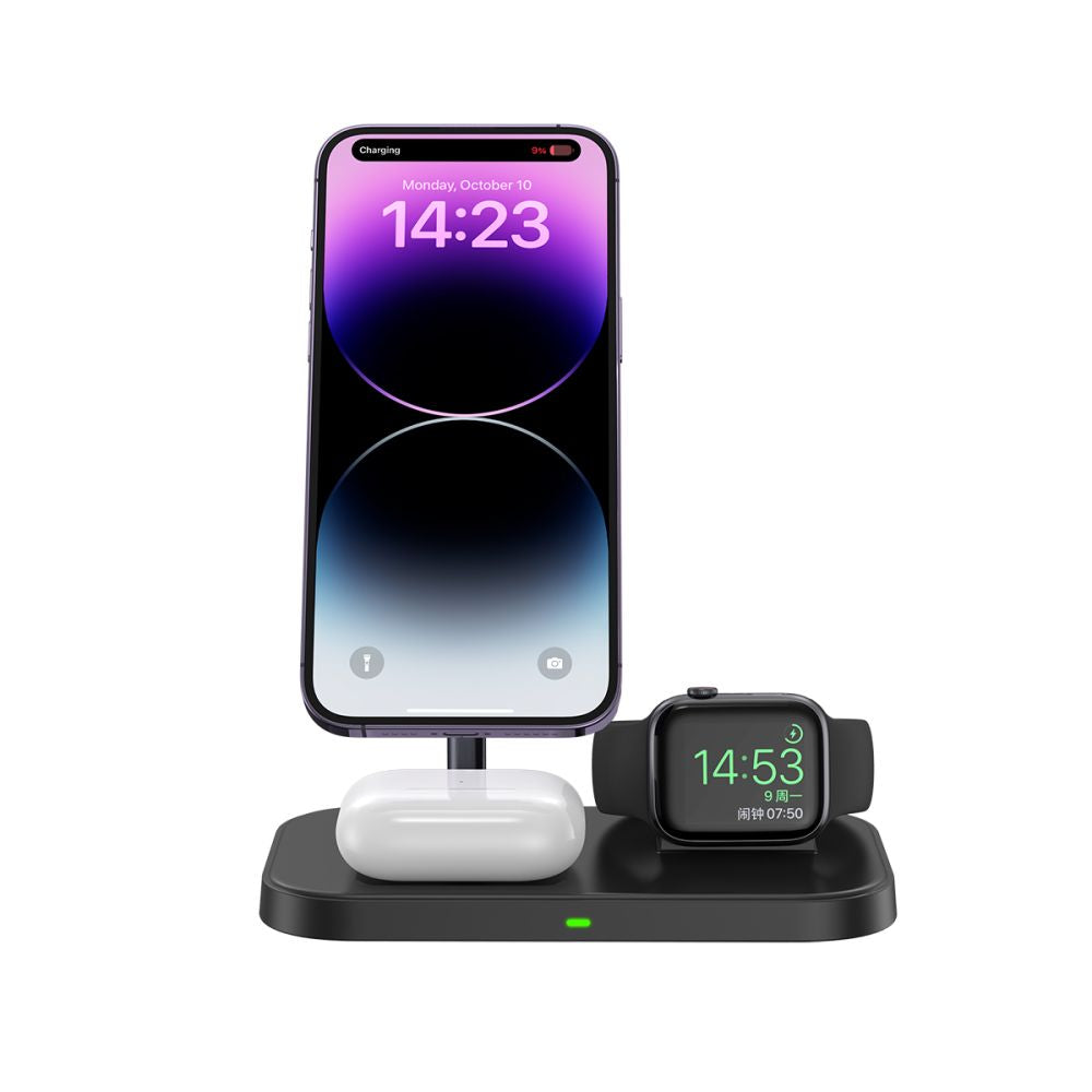 CARICATORE WIRELESS 3IN1 TECH-PROTECT QI15W-A22 MAGNETICO MAGSAFE NERO