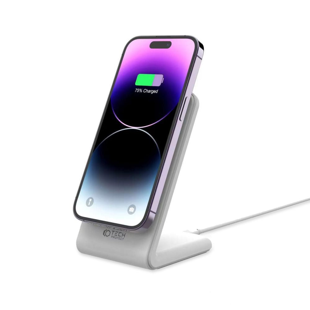 CARICATORE WIRELESS SENZA FILI TECH-PROTECT QI15W-A23 MAGNETICO MAGSAFE BIANCO
