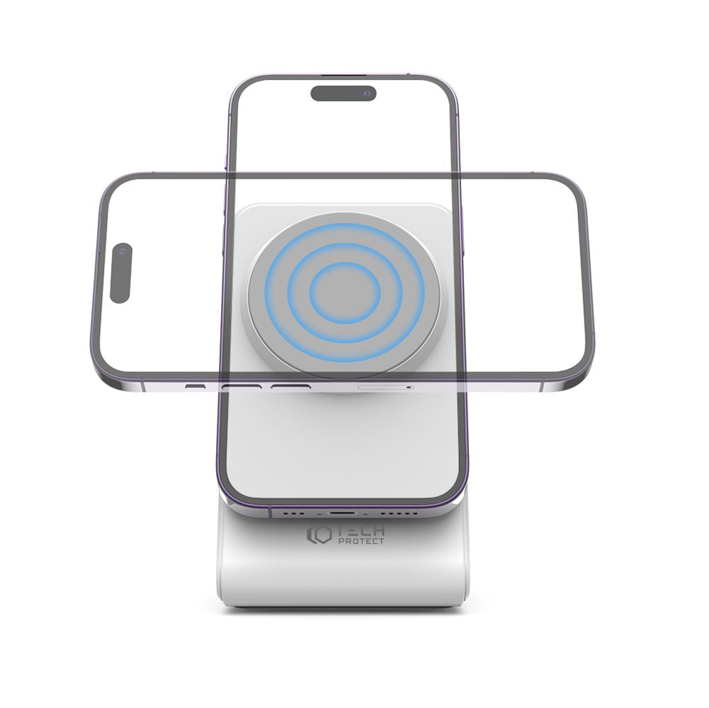 CARICATORE WIRELESS SENZA FILI TECH-PROTECT QI15W-A23 MAGNETICO MAGSAFE BIANCO