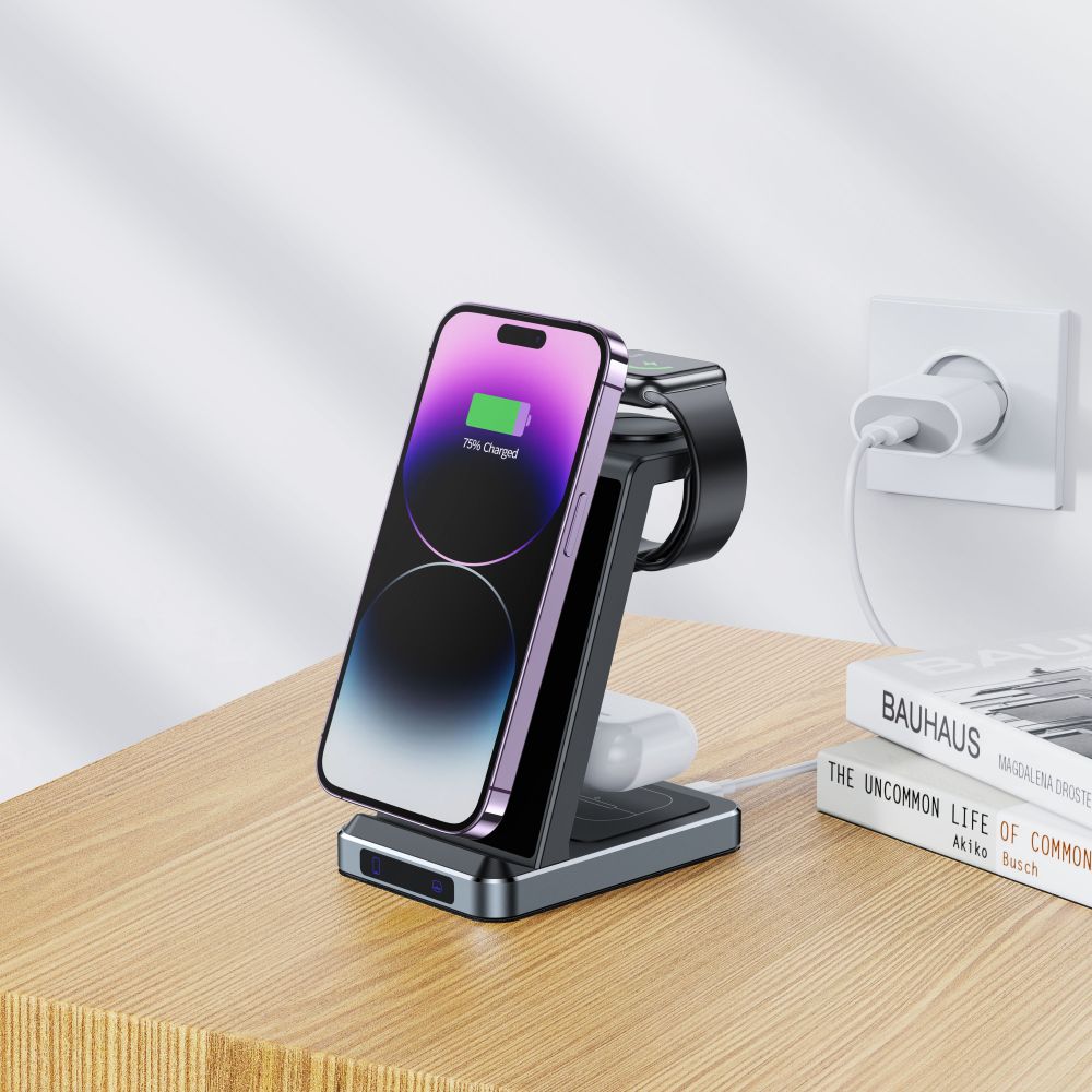 CARICATORE WIRELESS 3IN1 QI15W-A26 NERO