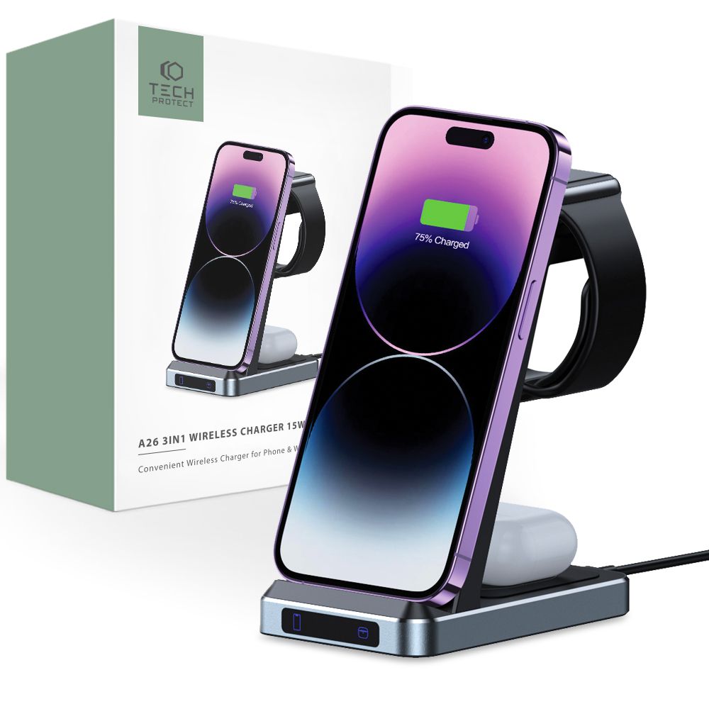 CARICATORE WIRELESS 3IN1 QI15W-A26 NERO