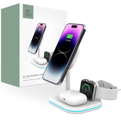 CARICATORE WIRELESS 3IN1 QI15W-A27 MAGNETICO MAGSAFE BIANCO