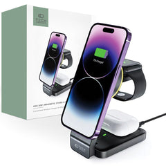 CARICATORE WIRELESS 3IN1 QI15W-A28 MAGNETICO MAGSAFE NERO