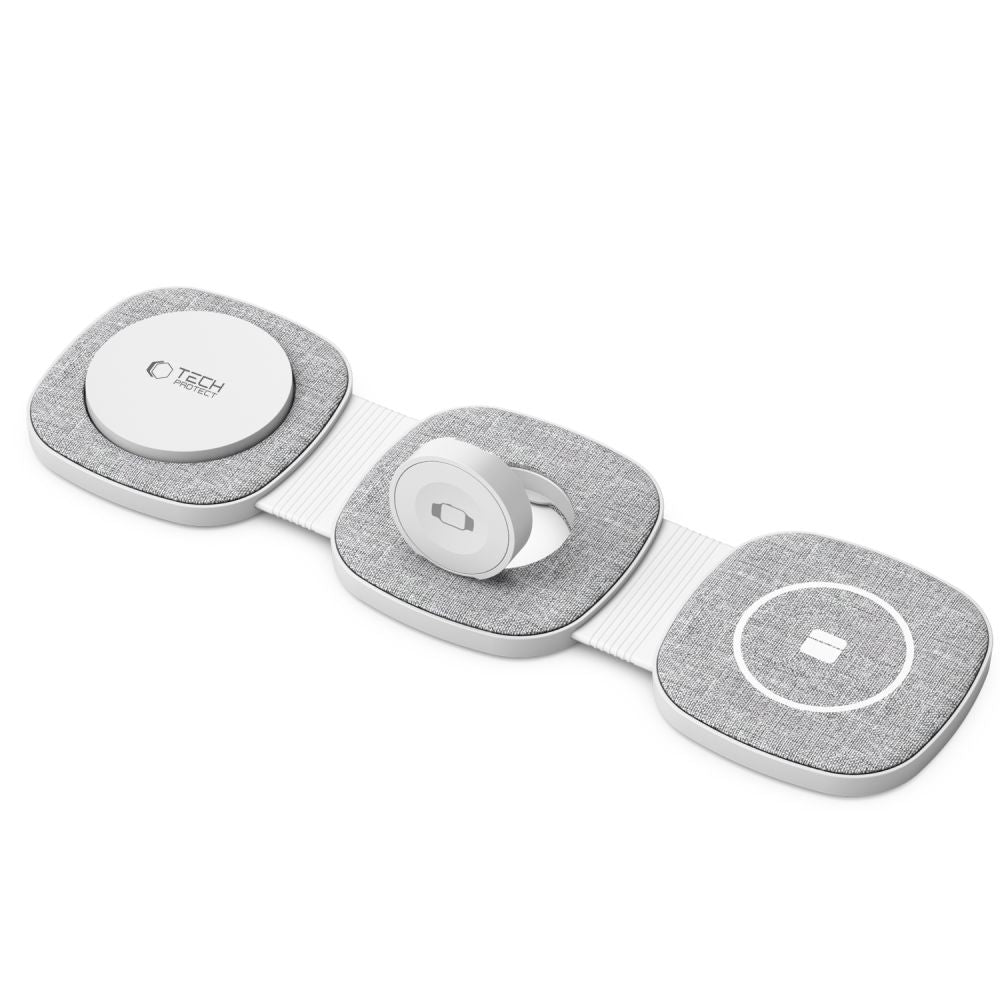 CARICATORE WIRELESS SENZA FILI TECH-PROTECT QI15W-A32 3IN1 MAGNETICO MAGSAFE GRIGIO