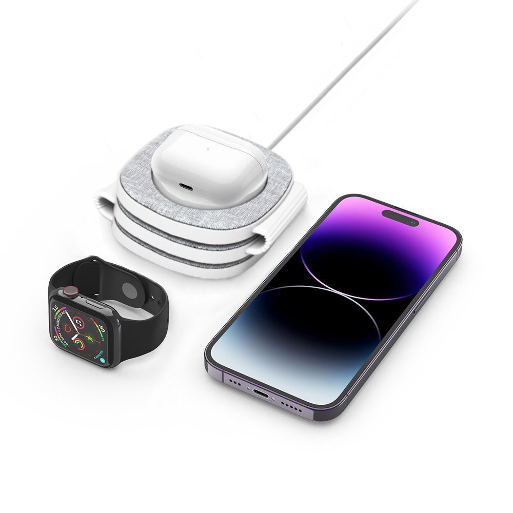 CARICATORE WIRELESS SENZA FILI TECH-PROTECT QI15W-A32 3IN1 MAGNETICO MAGSAFE GRIGIO