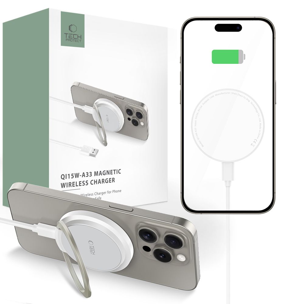 CARICATORE WIRELESS TECH-PROTECT QI15W-A33 MAGNETICO MAGSAFE BIANCO