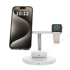 TECH-PROTECT QI15W-A35 3IN1 MAGNETICO MAGSAFE CARICATORE WIRELESS BIANCO