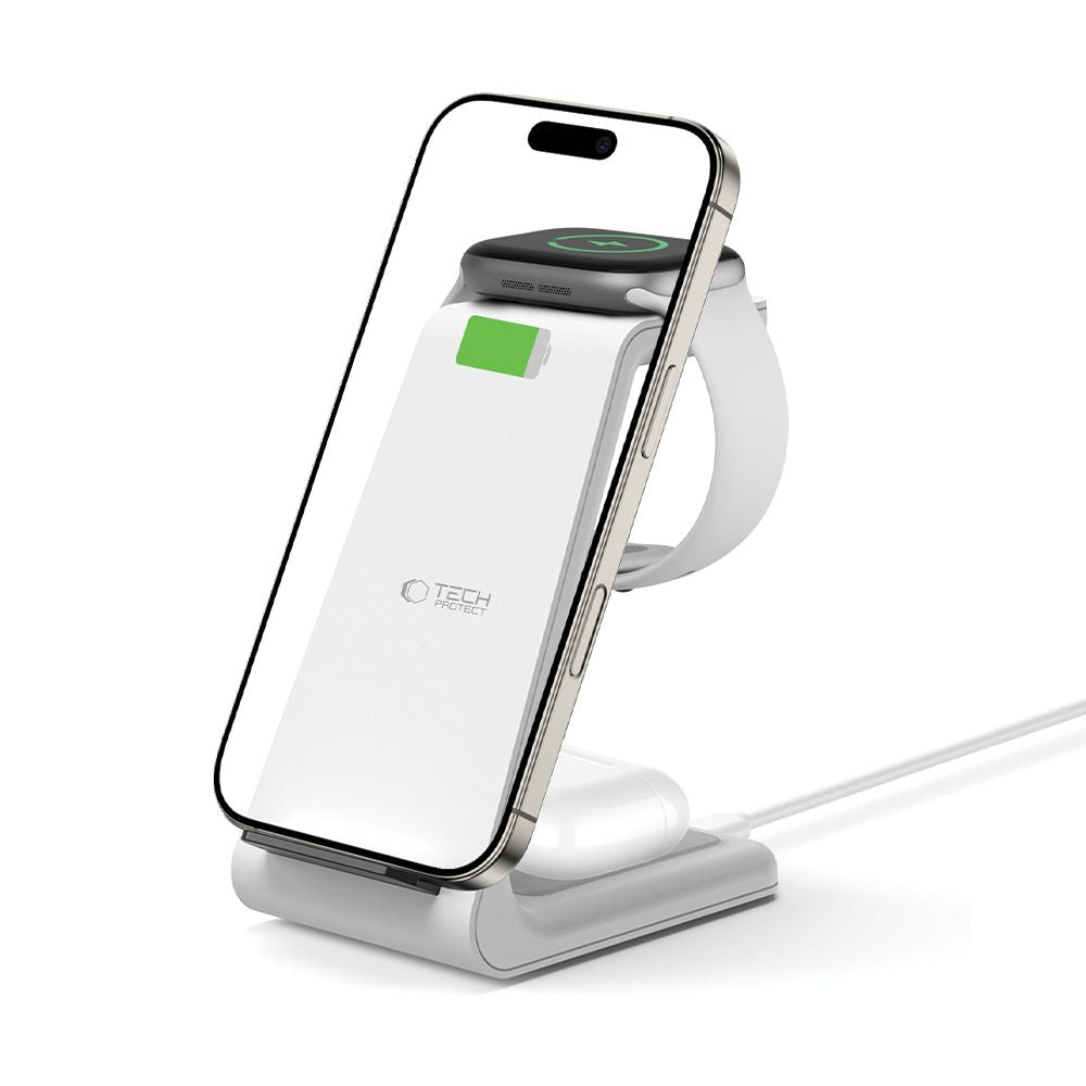 TECH-PROTECT QI15W-A36 CARICATORE WIRELESS 3IN1 PER APPLE BIANCO