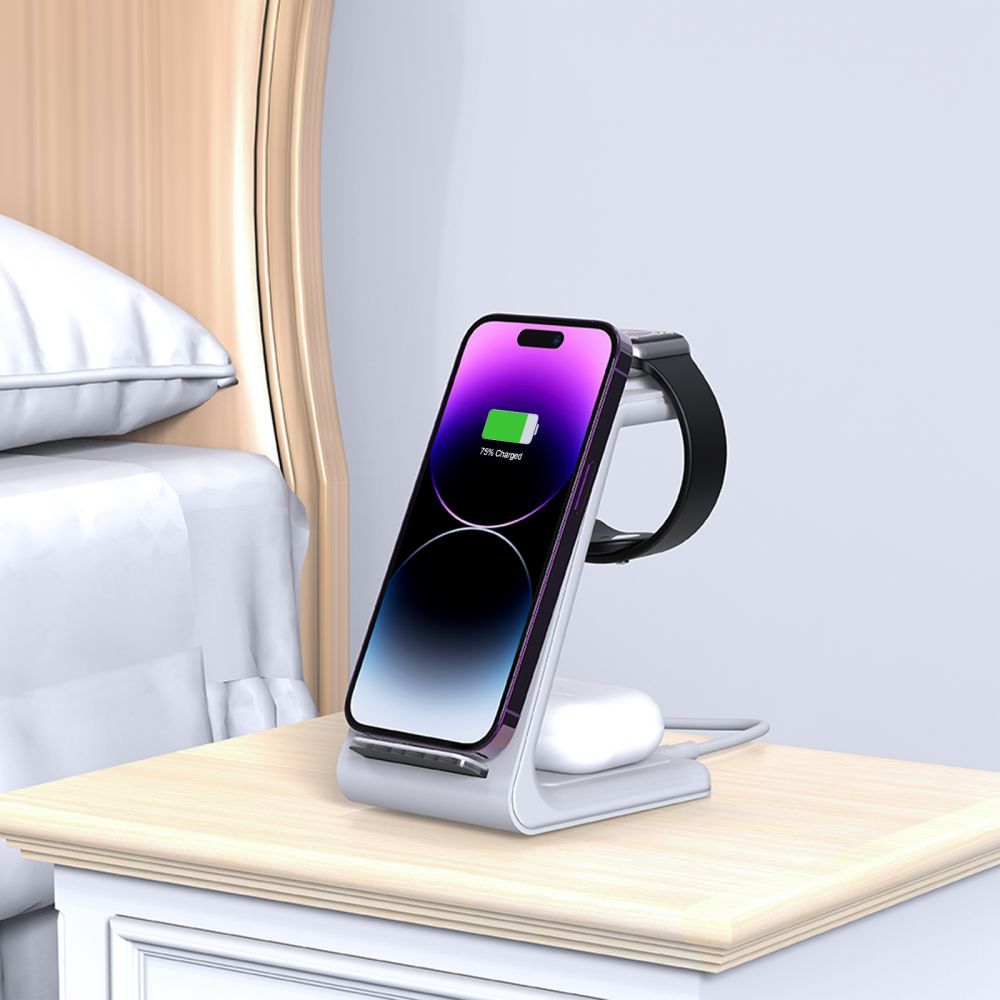 TECH-PROTECT QI15W-A36 CARICATORE WIRELESS 3IN1 PER APPLE BIANCO