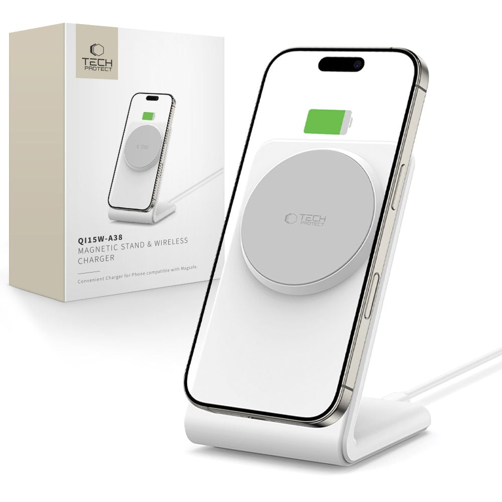 TECH-PROTECT QI15W-A38 CARICATORE WIRELESS MAGNETICO MAGSAFE BIANCO