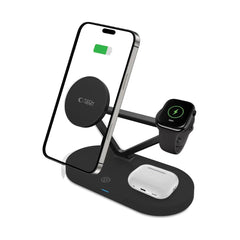 STAZIONE DI RICARICA TECH-PROTECT QI15W-A41 3IN1 MAGNETICA MAGSAFE CARICATORE WIRELESS NERO