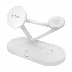 STAZIONE DI RICARICA TECH-PROTECT QI15W-A41 3IN1 MAGNETICA MAGSAFE CARICATORE WIRELESS BIANCO
