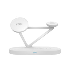 STAZIONE DI RICARICA TECH-PROTECT QI15W-A41 3IN1 MAGNETICA MAGSAFE CARICATORE WIRELESS BIANCO