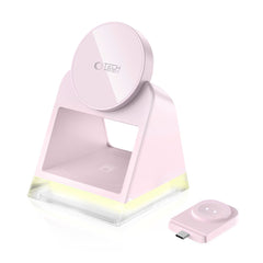 STAZIONE DI RICARICA TECH-PROTECT QI15W-A43 3IN1 MAGNETICA MAGSAFE CARICATORE WIRELESS ROSA BABY