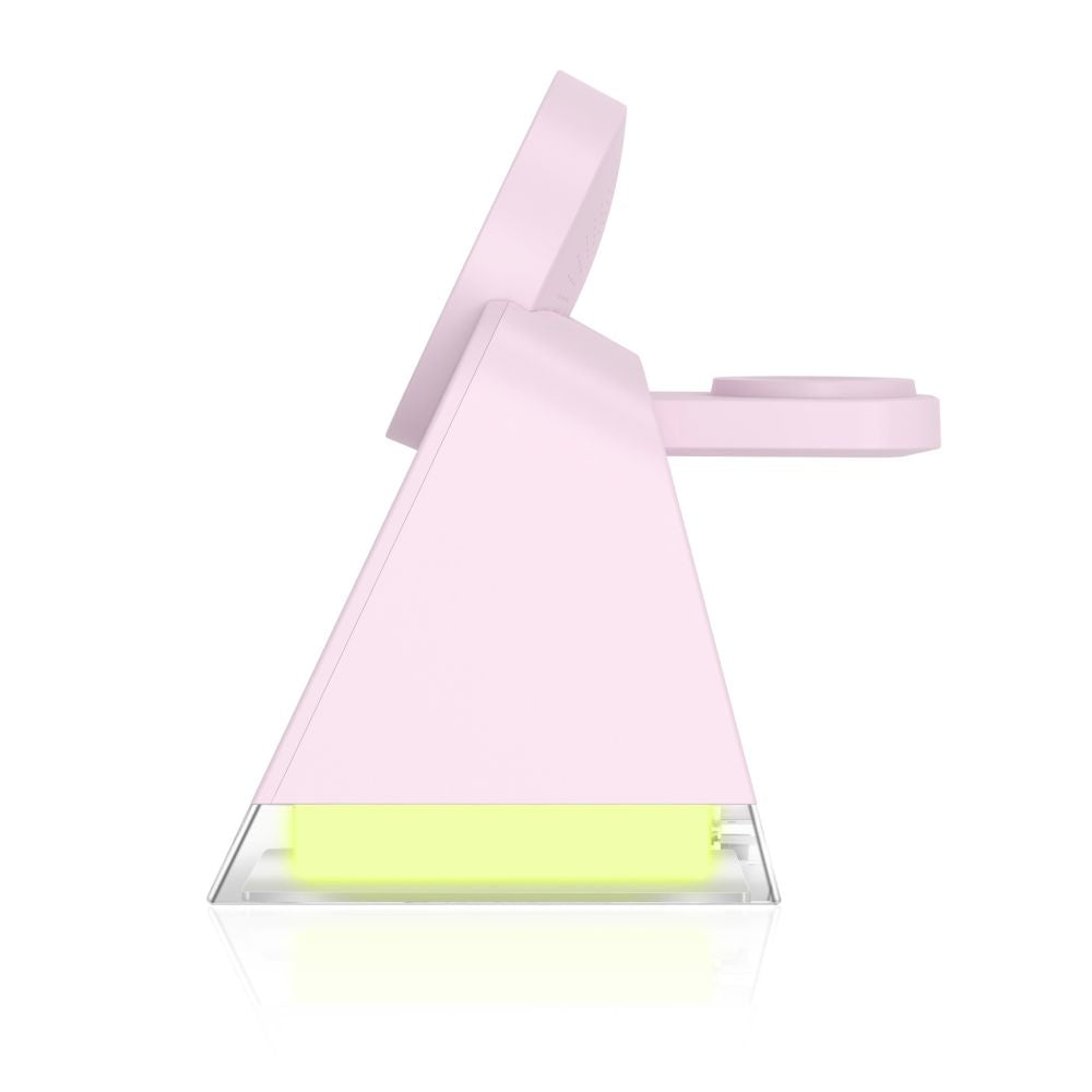 STAZIONE DI RICARICA TECH-PROTECT QI15W-A43 3IN1 MAGNETICA MAGSAFE CARICATORE WIRELESS ROSA BABY