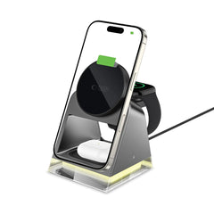 STAZIONE DI RICARICA TECH-PROTECT QI15W-A43 3IN1 MAGNETICA MAGSAFE CARICATORE WIRELESS NERO