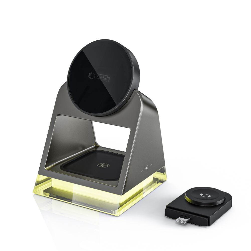 STAZIONE DI RICARICA TECH-PROTECT QI15W-A43 3IN1 MAGNETICA MAGSAFE CARICATORE WIRELESS NERO