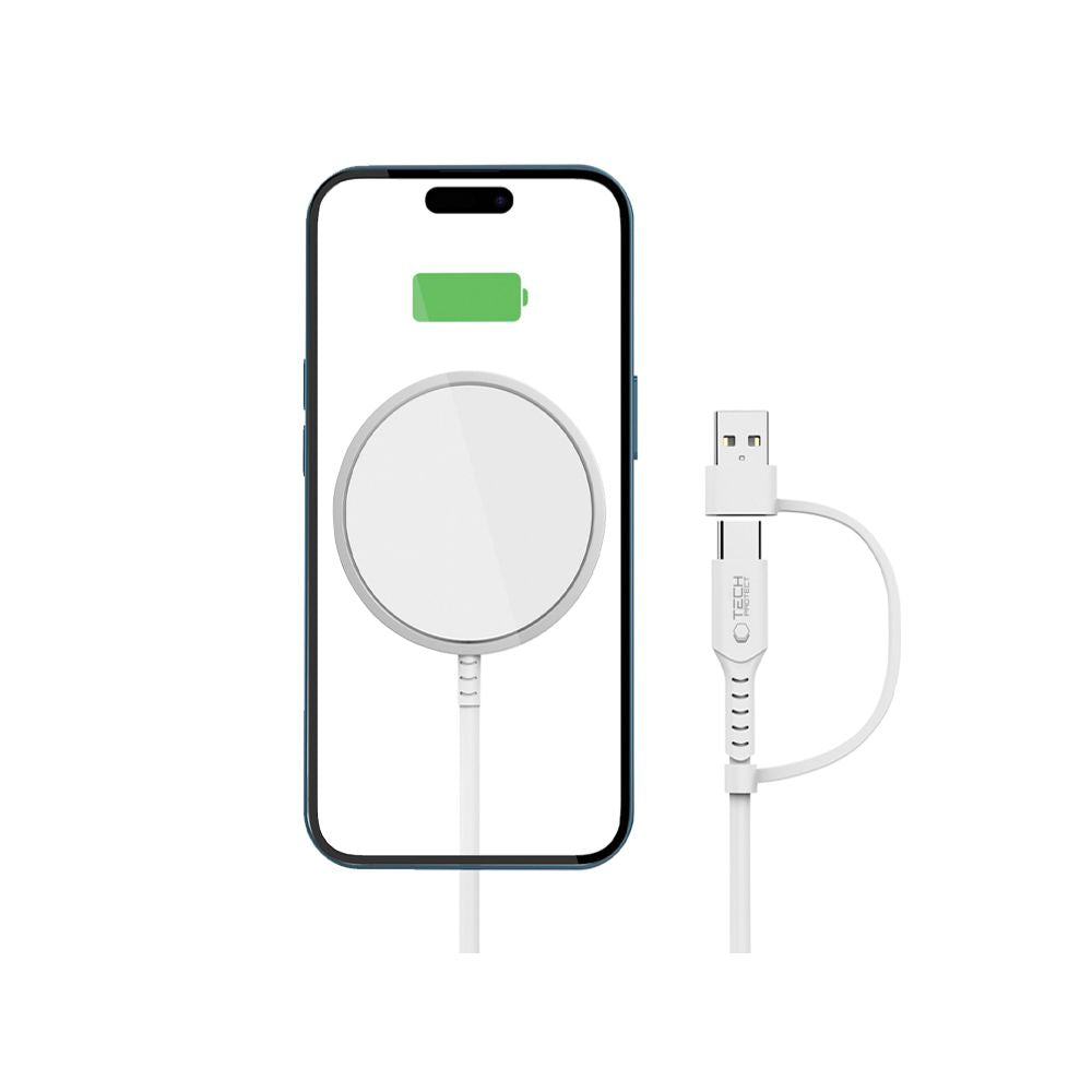 CARICATORE WIRELESS SENZA FILI TECH-PROTECT QI15W-A44 MAGNETICO MAGSAFE BIANCO