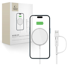 CARICATORE WIRELESS SENZA FILI TECH-PROTECT QI15W-A44 MAGNETICO MAGSAFE BIANCO
