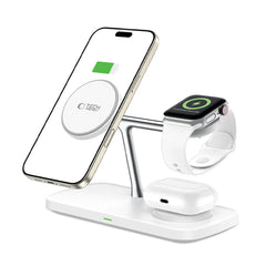 STAZIONE DI RICARICA TECH-PROTECT QI15W-A45 3IN1 MAGNETICA MAGSAFE CARICATORE WIRELESS BIANCO