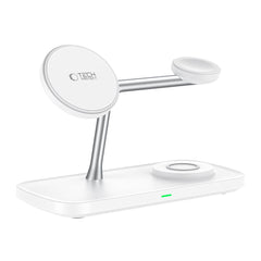 STAZIONE DI RICARICA TECH-PROTECT QI15W-A45 3IN1 MAGNETICA MAGSAFE CARICATORE WIRELESS BIANCO
