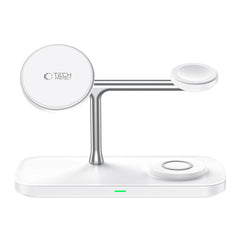STAZIONE DI RICARICA TECH-PROTECT QI15W-A45 3IN1 MAGNETICA MAGSAFE CARICATORE WIRELESS BIANCO