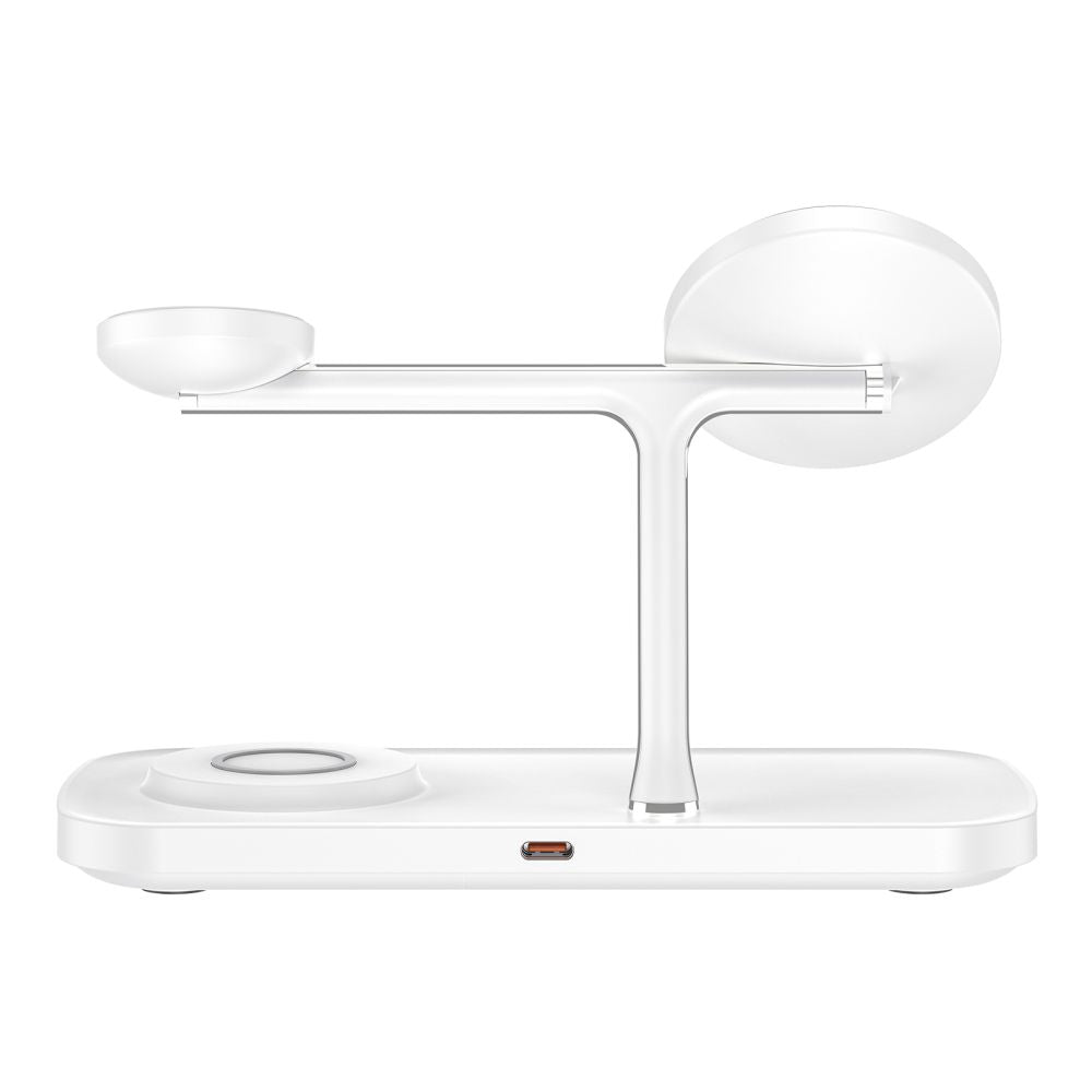 STAZIONE DI RICARICA TECH-PROTECT QI15W-A45 3IN1 MAGNETICA MAGSAFE CARICATORE WIRELESS BIANCO