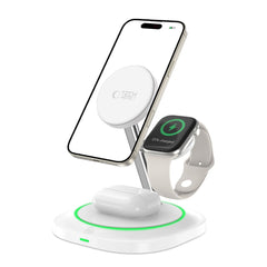 TECH-PROTECT QI15W-A46 3IN1 MAGNETIC MAGSAFE CARICATORE WIRELESS BIANCO