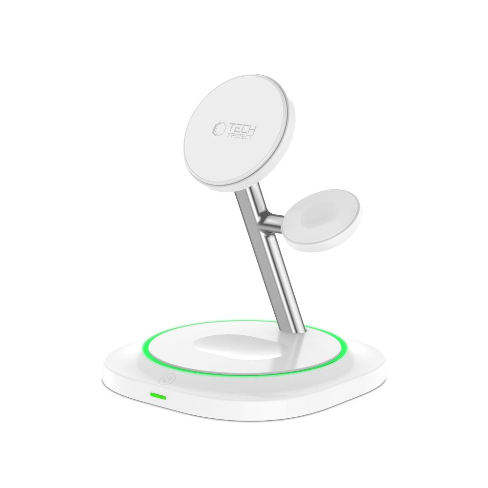 TECH-PROTECT QI15W-A46 3IN1 MAGNETIC MAGSAFE CARICATORE WIRELESS BIANCO