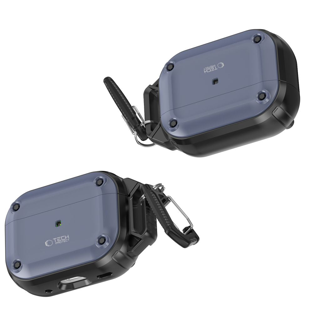 CUSTODIA TECH-PROTECT ROUGH HOOK APPLE AIRPODS PRO 1 / 2 ACCIAIO BLU