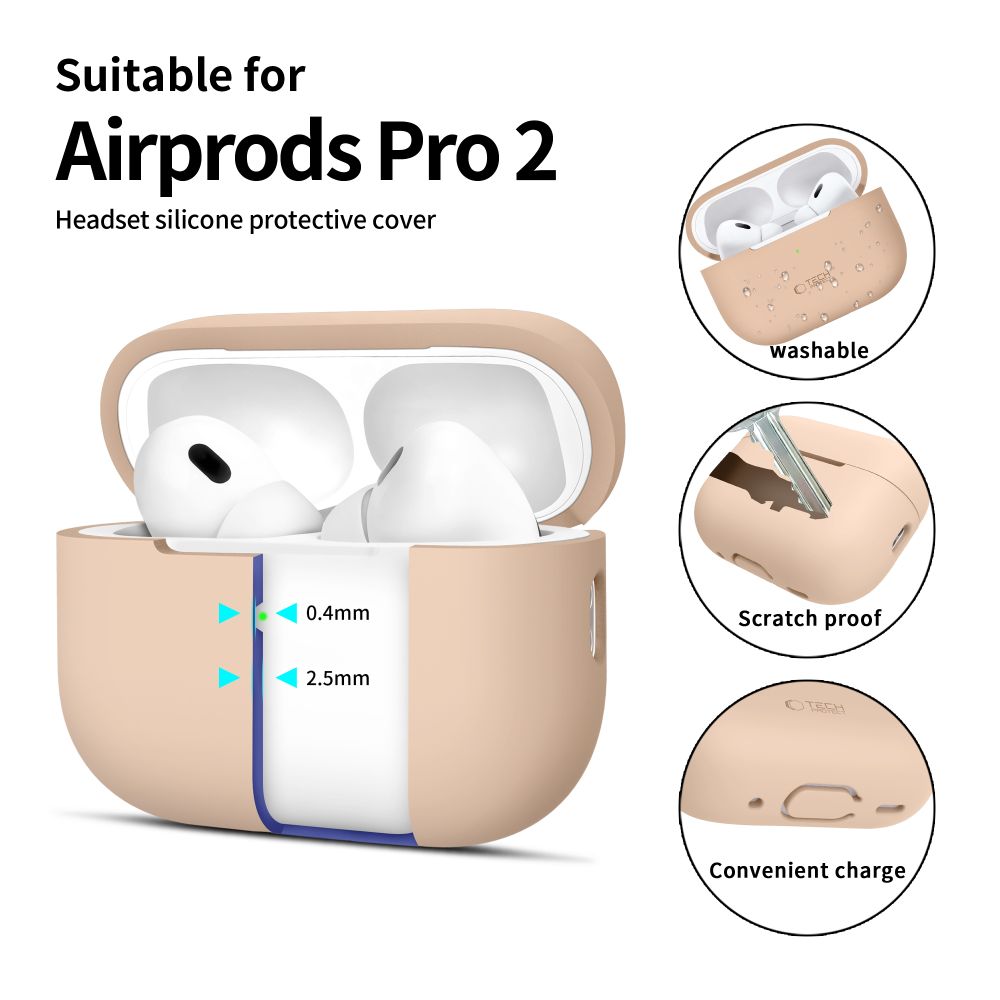 COPERTURA TECH-PROTECT IN SILICONE PER APPLE AIRPODS PRO 1 / 2 CAFFE LATTE