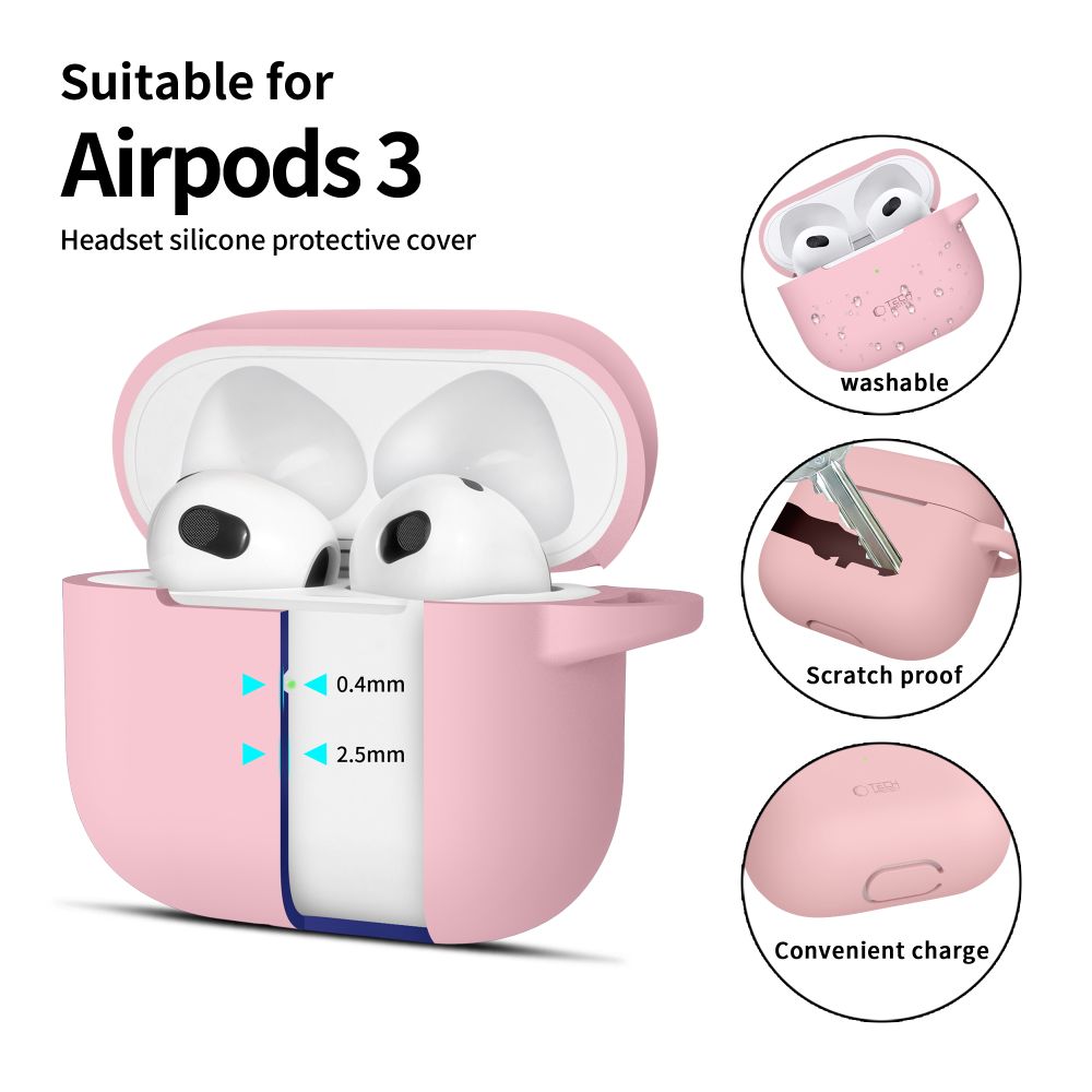 COPERTURA TECH-PROTECT SILICONE HOOK APPLE AIRPODS 3 ROSA POLVERE