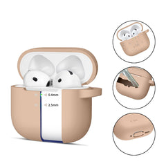 COPERTURA TECH-PROTECT IN SILICONE CON GANCIO PER APPLE AIRPODS 4 CAFFE LATTE
