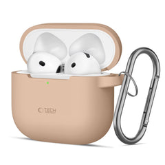 COPERTURA TECH-PROTECT IN SILICONE CON GANCIO PER APPLE AIRPODS 4 CAFFE LATTE