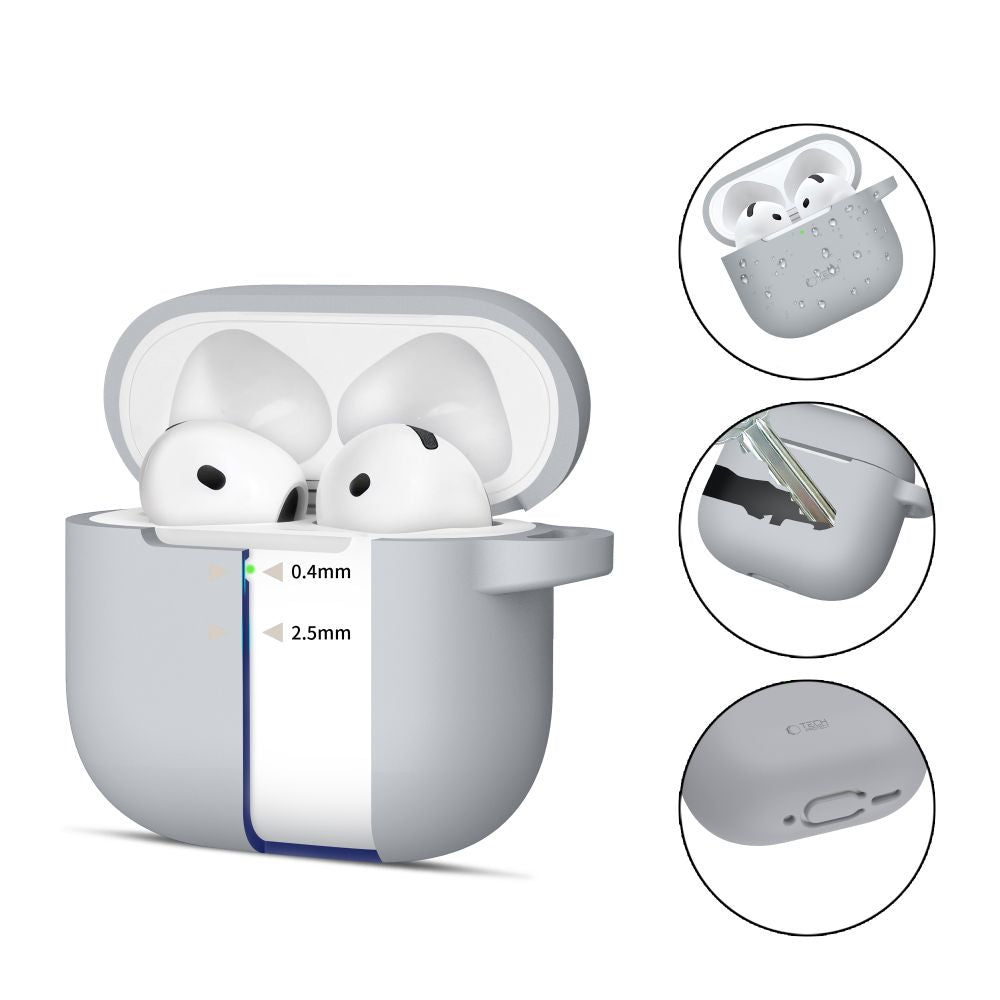 CUSTODIA TECH-PROTECT SILICONE HOOK APPLE AIRPODS 4 GRIGIO CRAYON